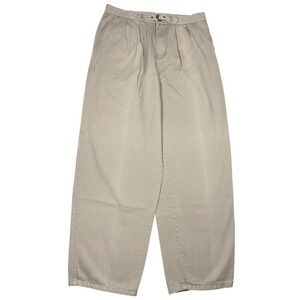 Vintage Tivoli Pleated Khaki Pants Mens 32S Tan Cotton Wide Leg Buckle Waist